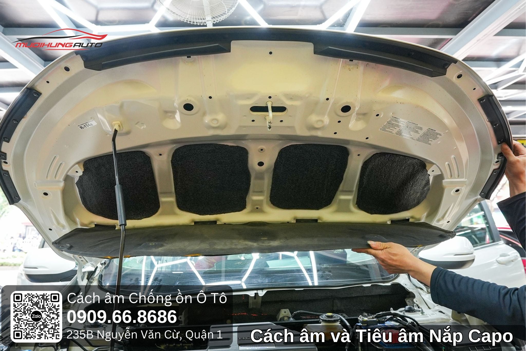 Cách âm và Tiêu âm nắp Capo ô tô 4 chỗ