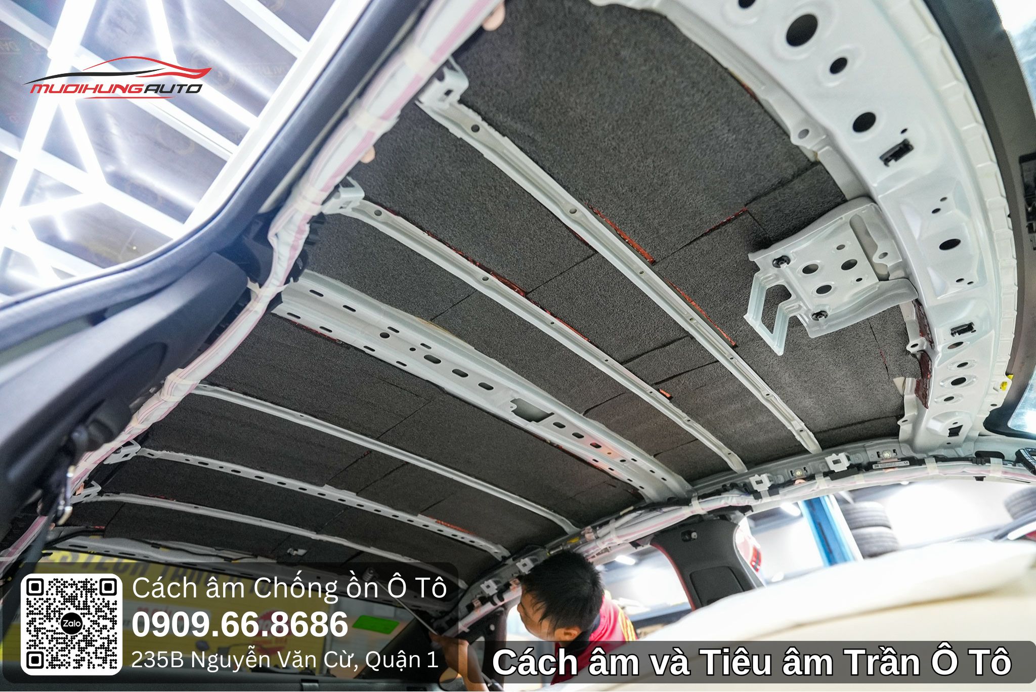 Cách âm và Tiêu âm trần ô tô 4 chỗ