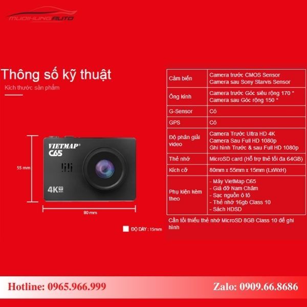 Camera Hành Trình Trước Sau Vietmap C65 giá tốt
