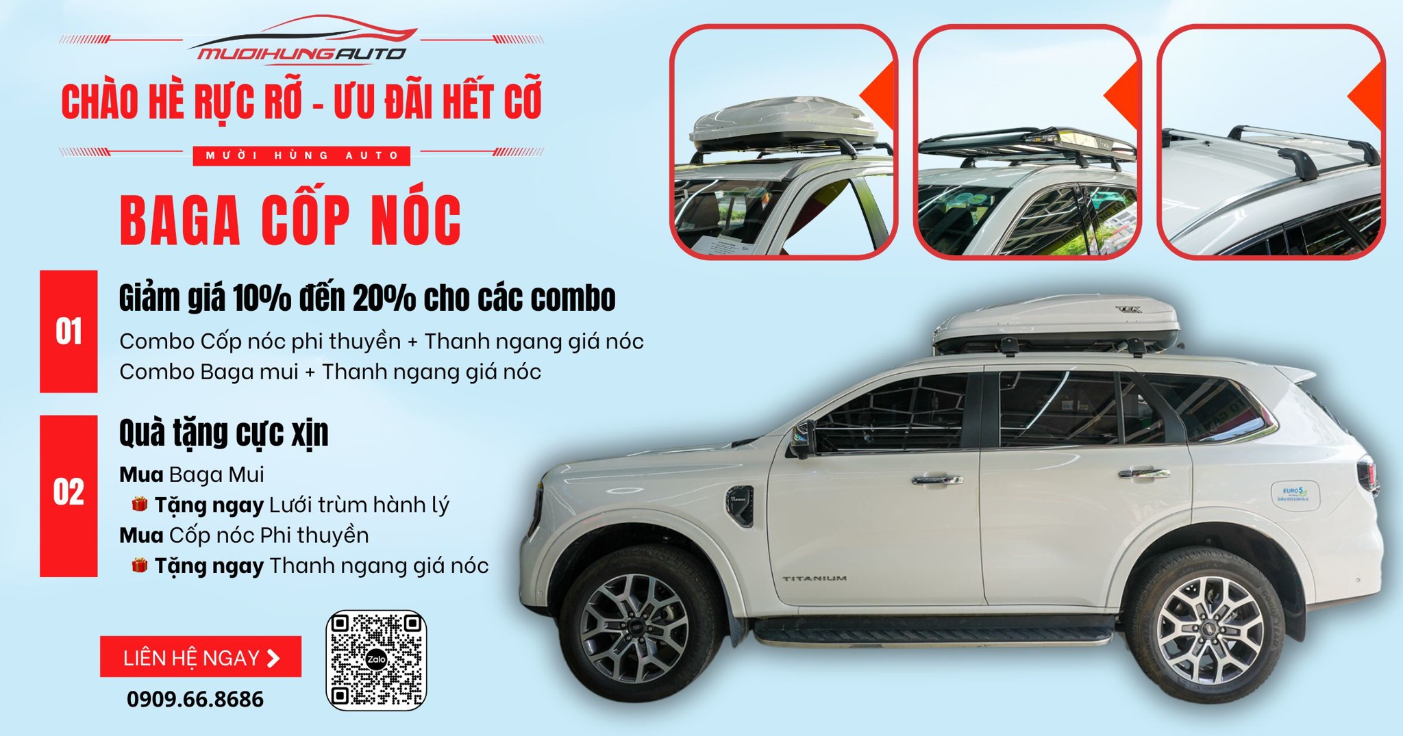 Chào hè rực rỡ - Ưu đãi hết cỡ - Giảm giá lên đến 20% khi mua baga cốp nóc