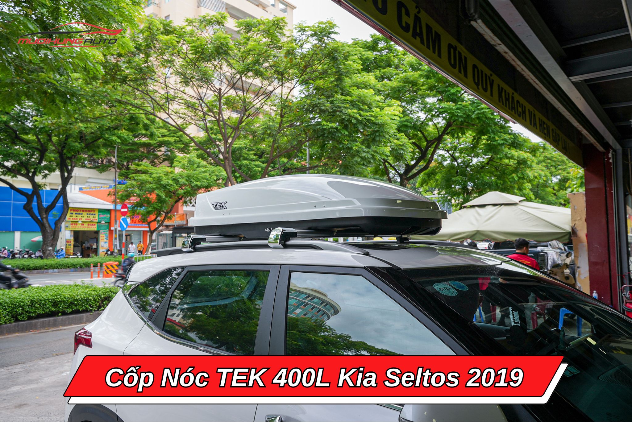 Cốp nóc phi thuyền TEK 400l xe Kia Seltos 2019