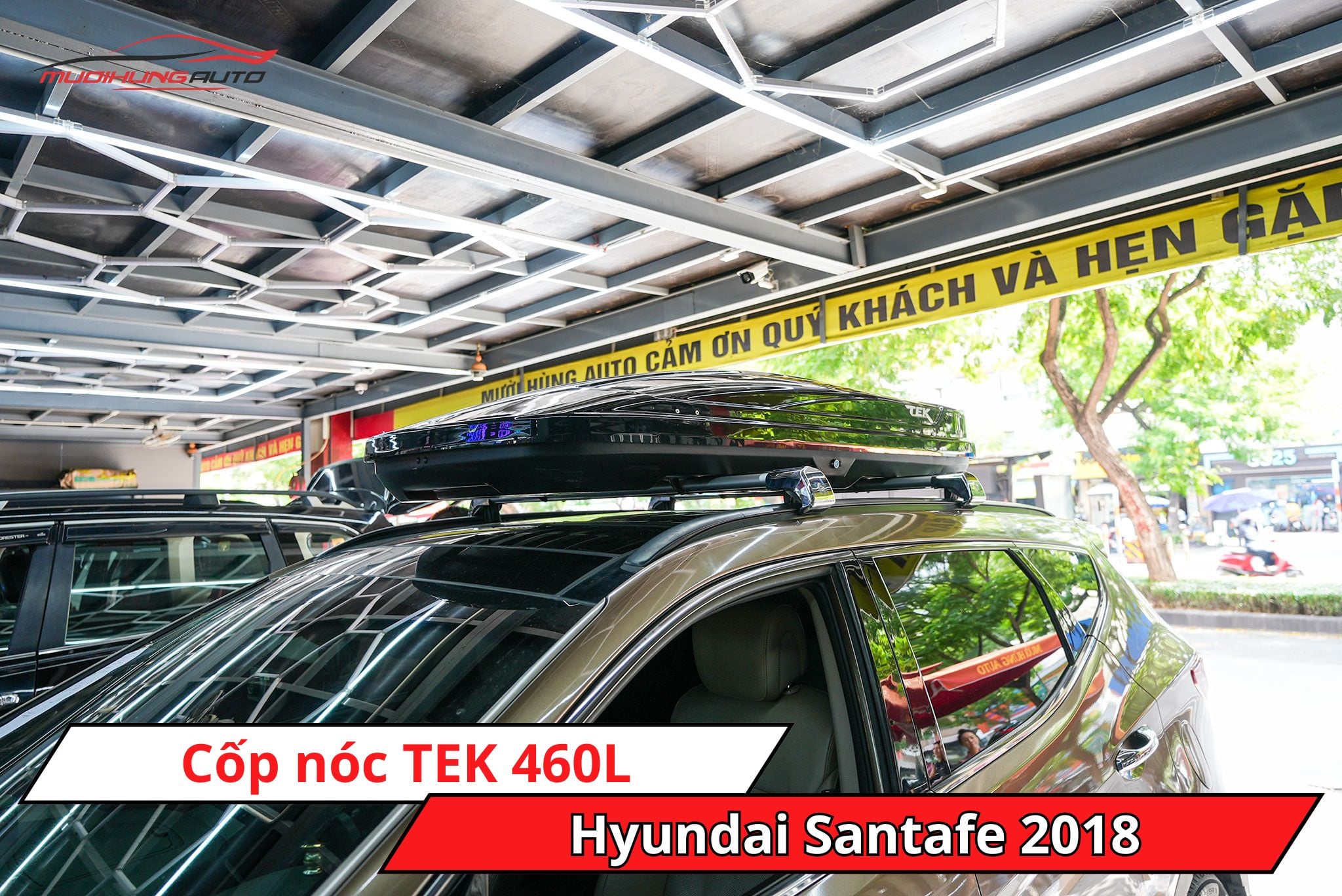 Cốp nóc phi thuyền TEK 460L cho xe Hyundai Santafe 2018