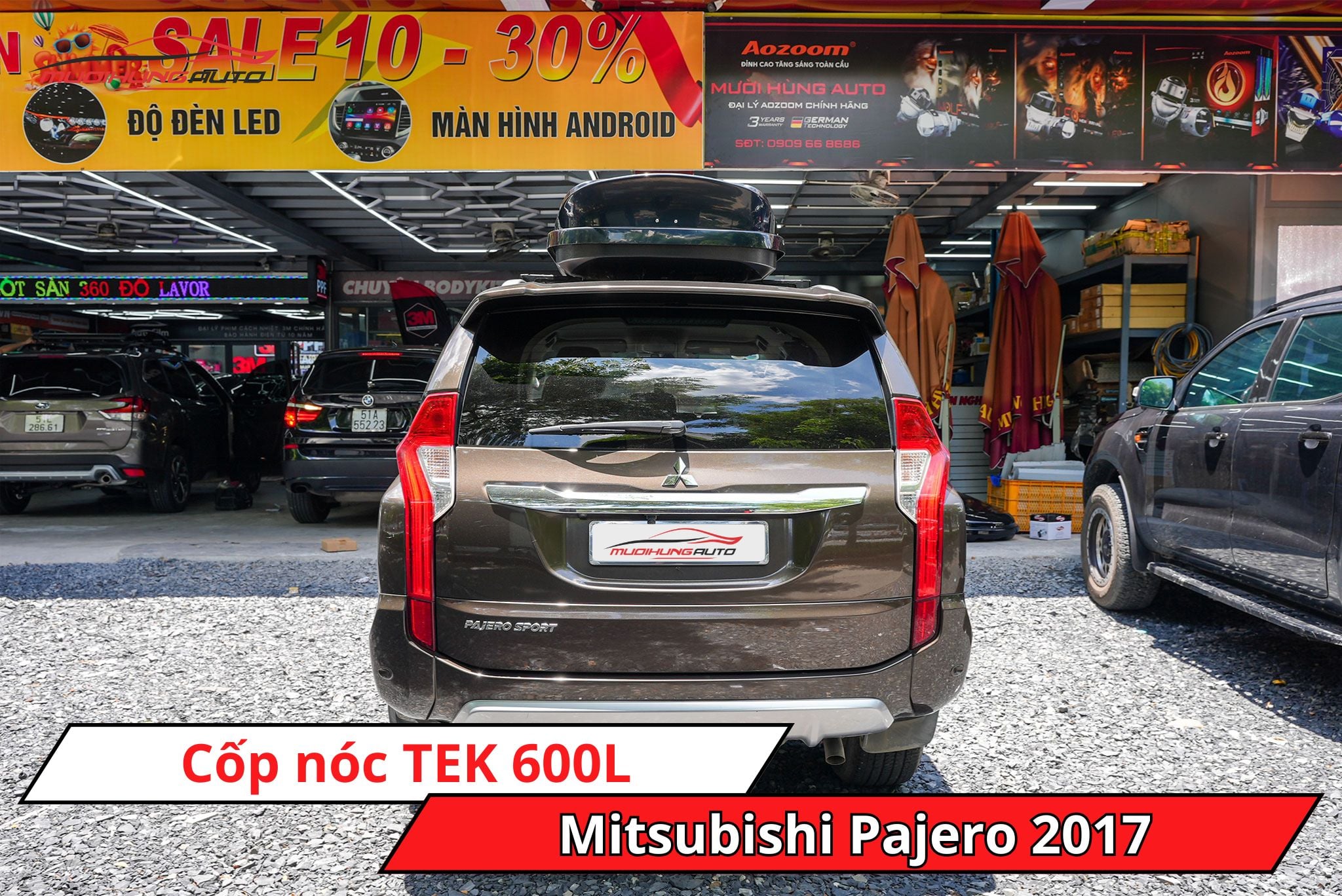 Cốp nóc phi thuyền TEK 600L cho Mitsubishi Pajero 2017