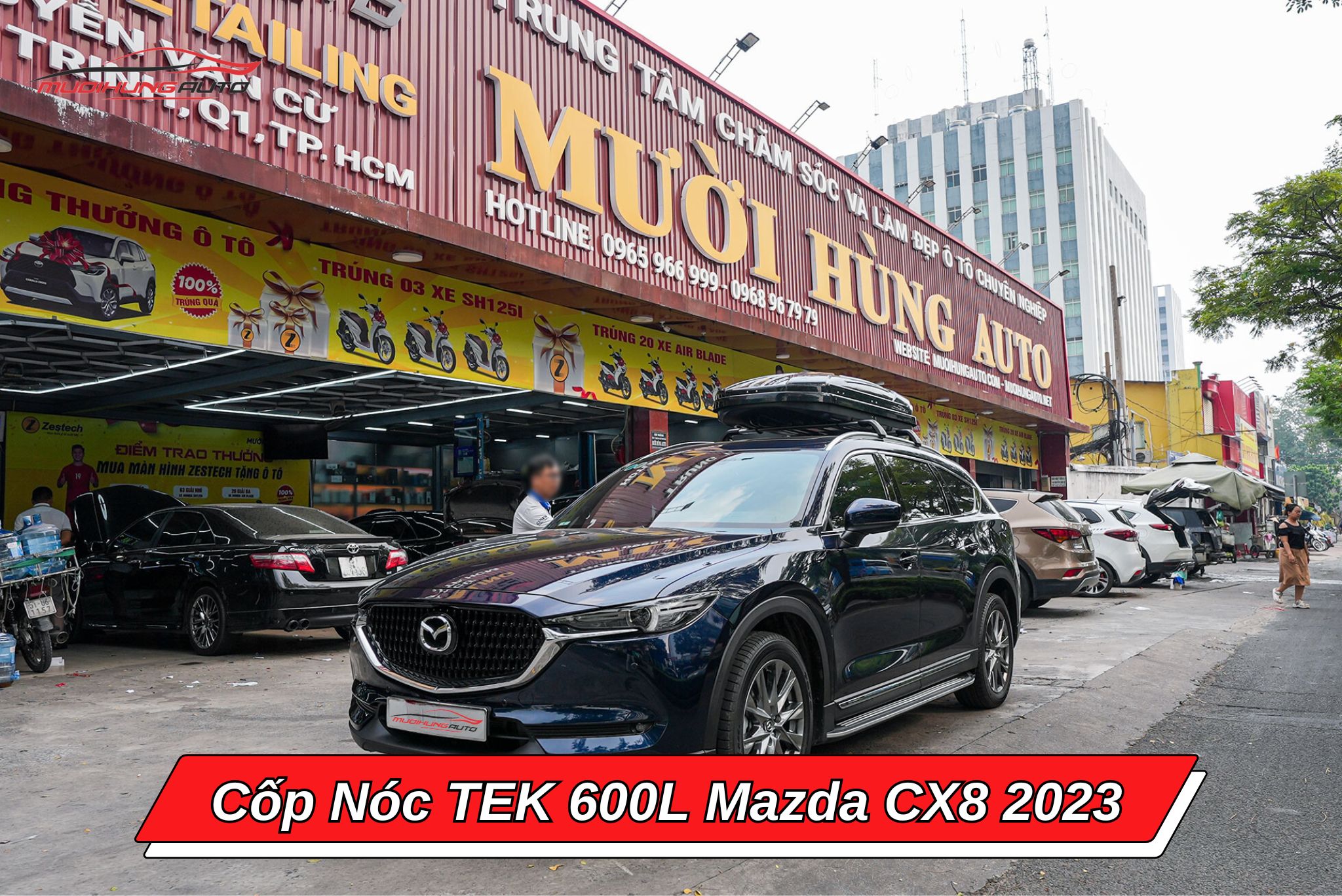 Cốp nóc phi thuyền TEK 600l xe Mazda CX8 2023