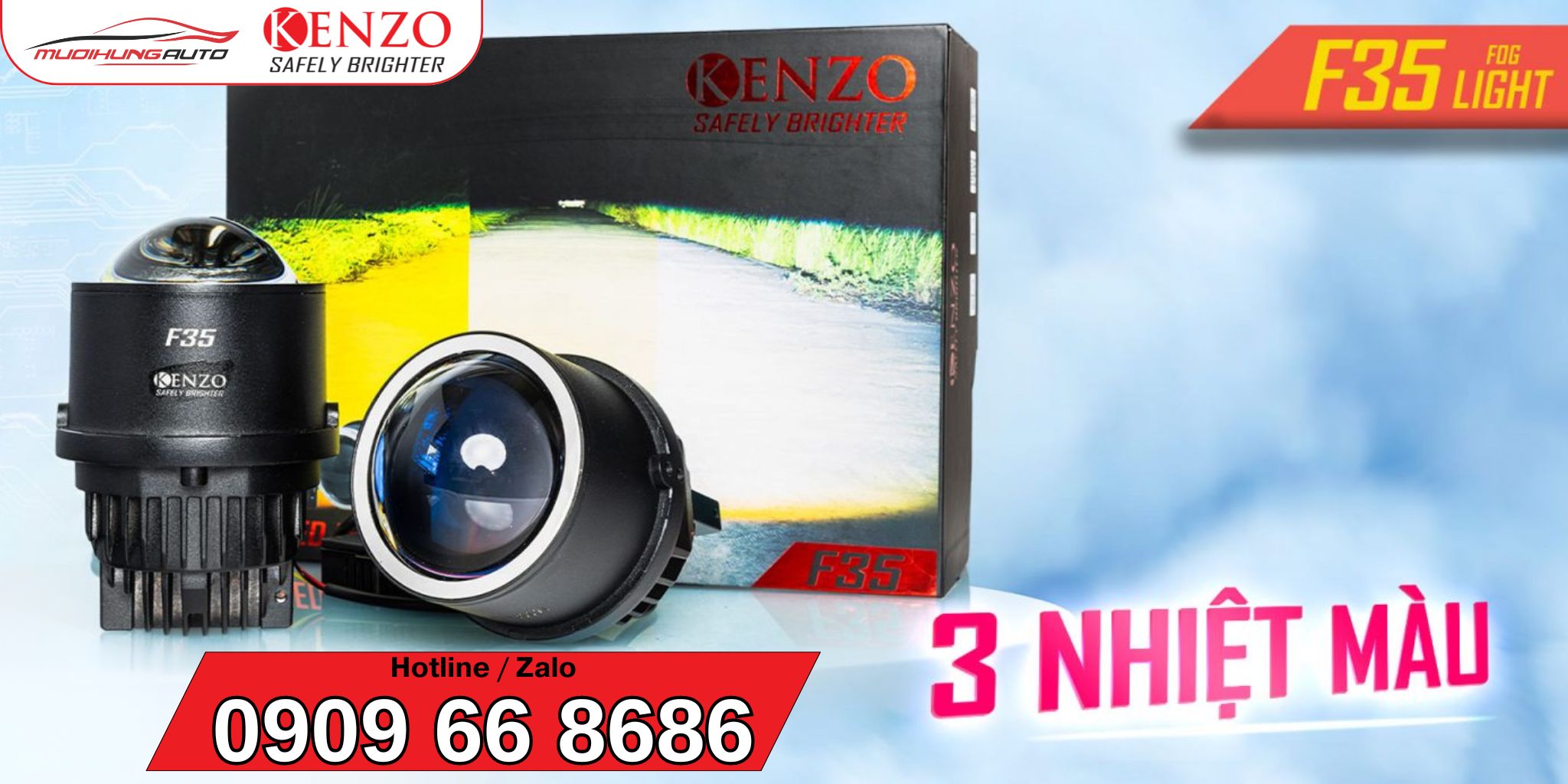 Đèn bi gầm Kenzo F35 3.0 inch - 3 chế độ màu