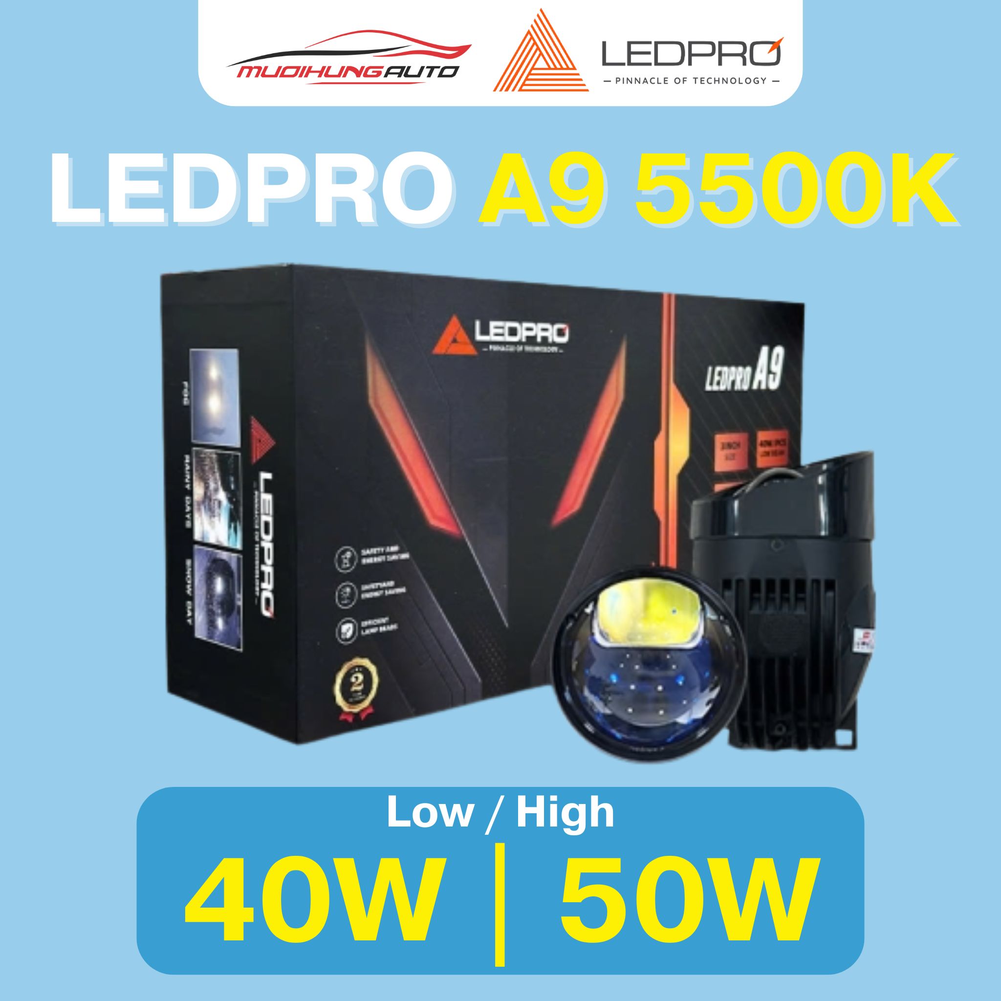 Đèn bi gầm LEDPRO A9 1 nhiệt màu 5500K