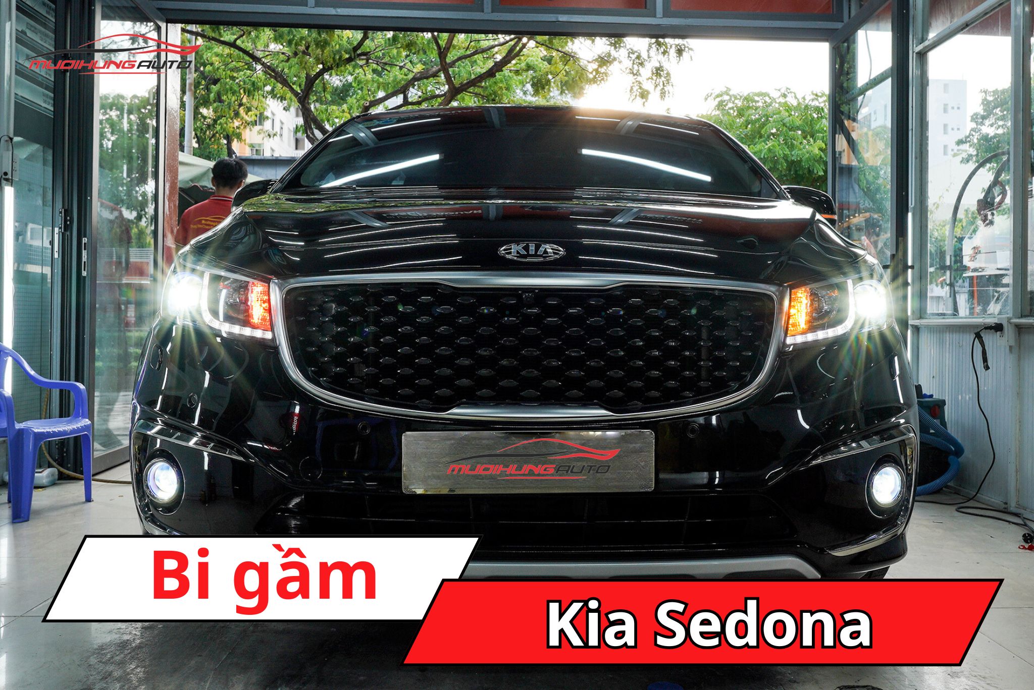 Độ đèn bi gầm Kia Sedona