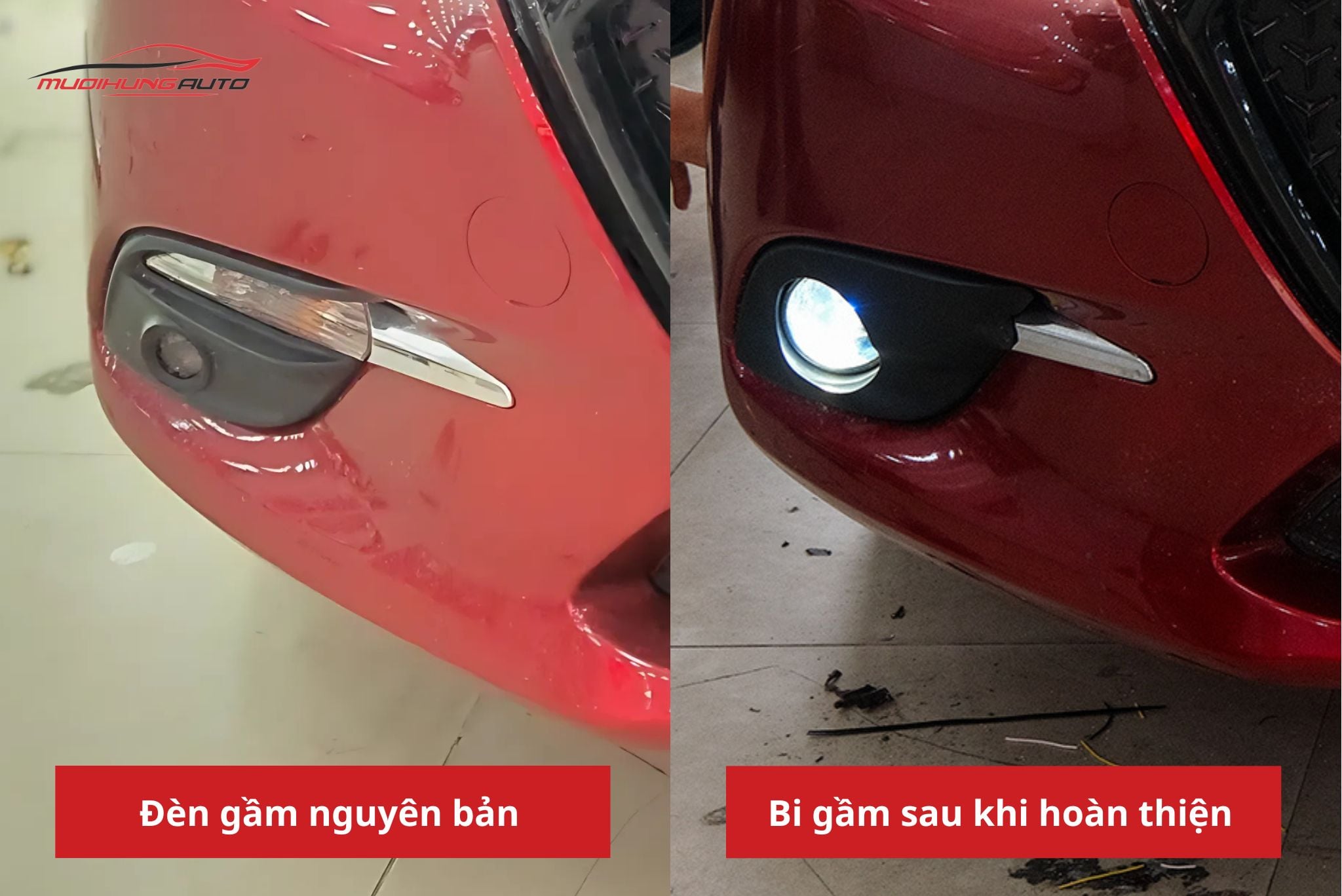 Độ đèn bi gầm ô tô Mazda 3