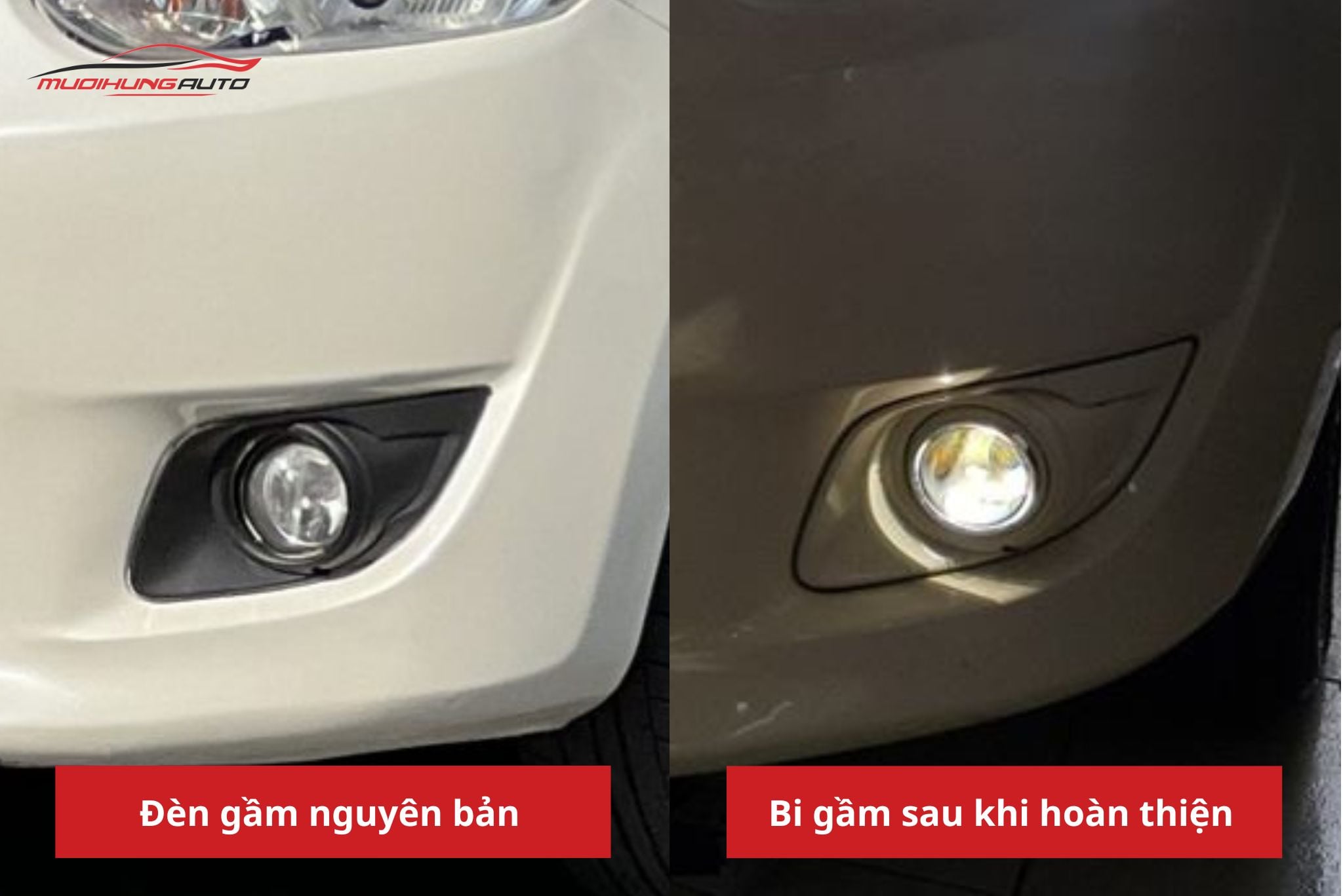 Độ đèn bi gầm ô tô Mitsubishi Mirage