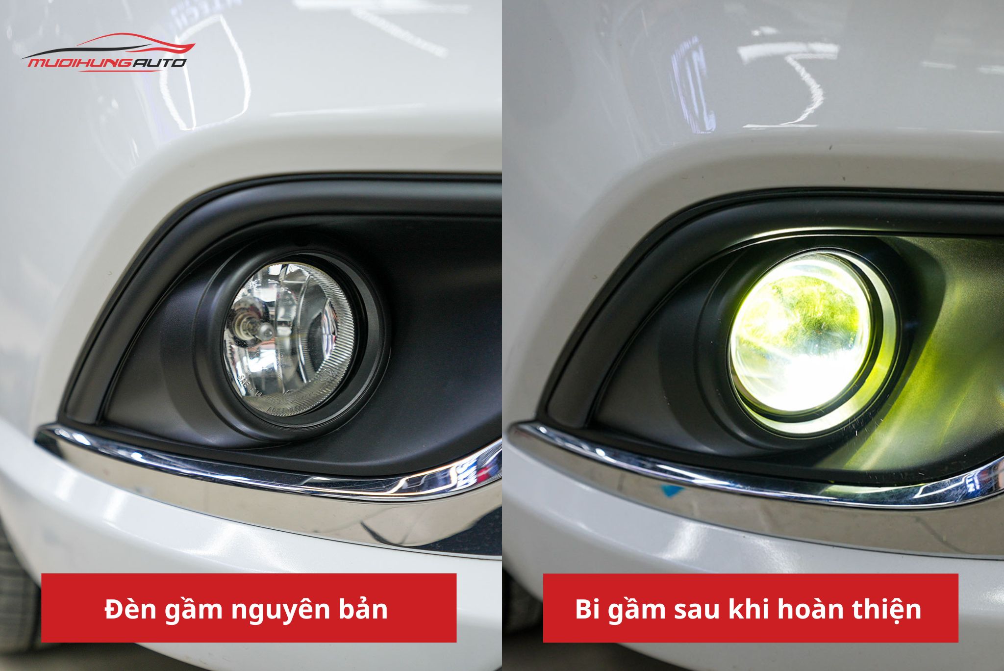 Độ đèn bi gầm ô tô Mitsubishi Outlander