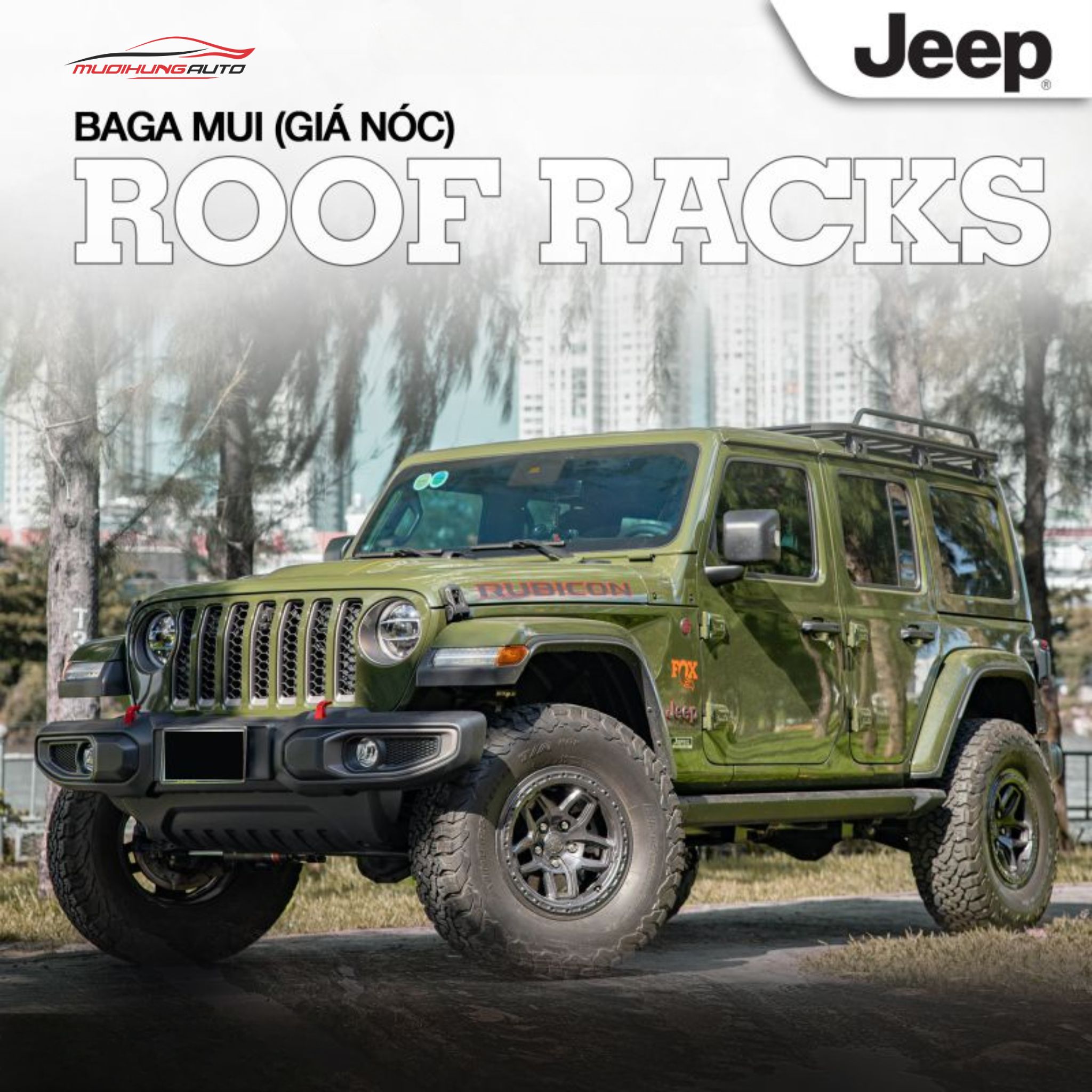 Baga mui vuông nhôm Flat Series cho xe Jeep Wrangler & Gladiator (Mẫu phẳng)