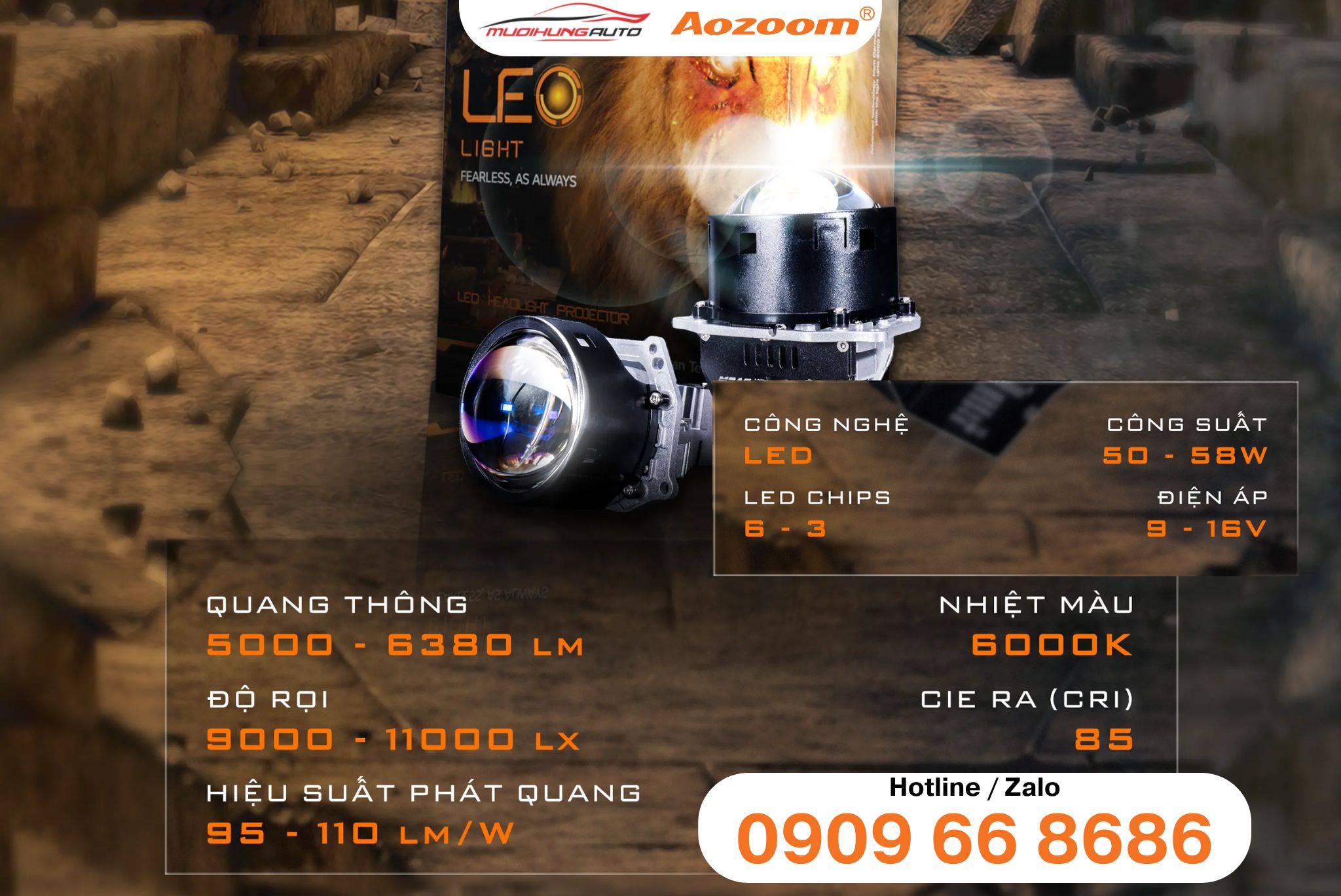 Đèn Bi LED Aozoom MTAZ LEO - Mười Hùng Auto