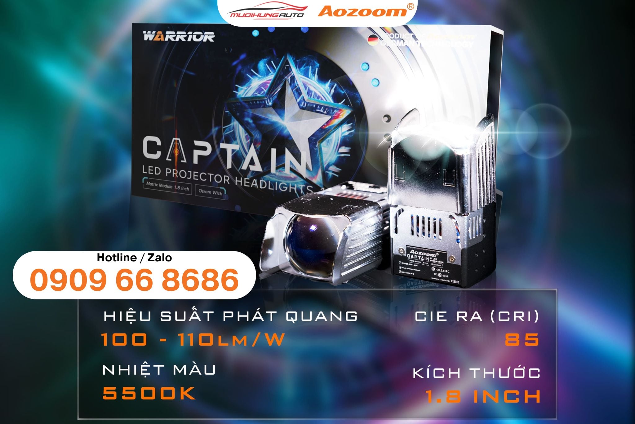 Giá đèn bi LED mini Aozoom CBAZ Captain 1.8 inch