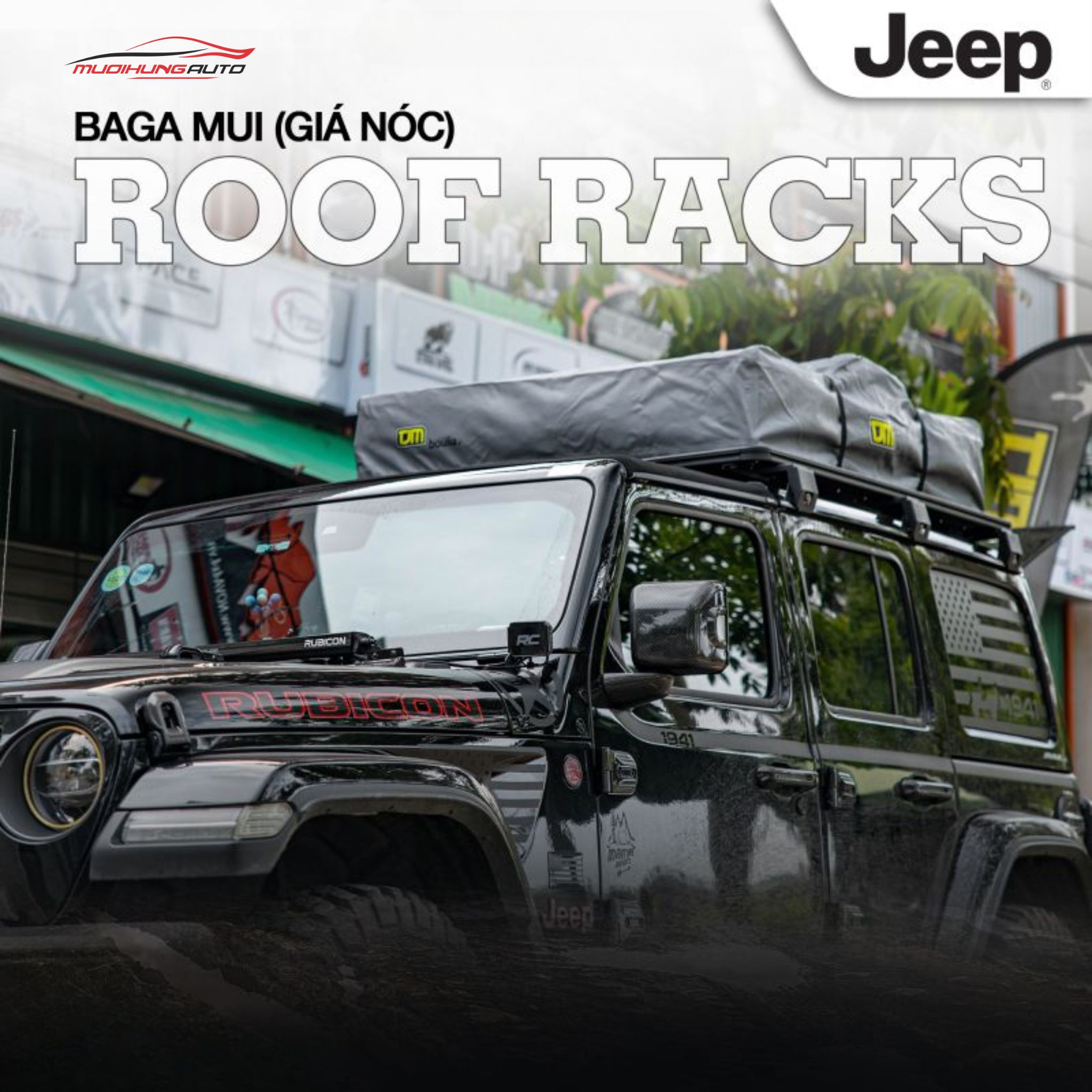 Giá nóc baga mui nhôm Flat Series xe Jeep Wrangler & Gladiator (Mẫu phẳng)