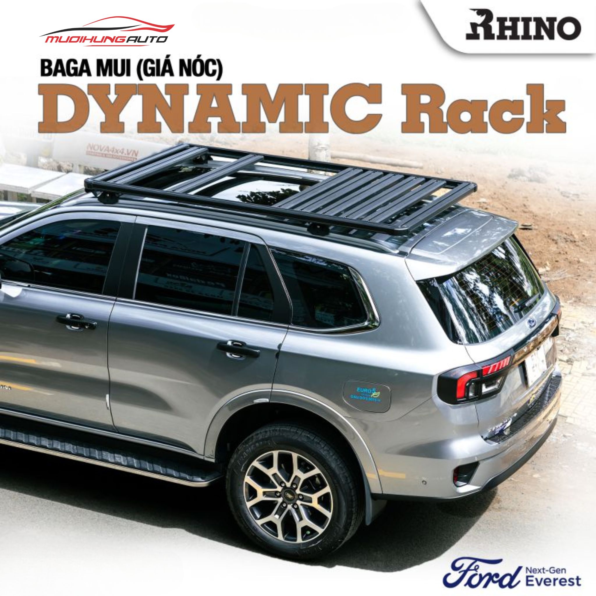 Giá nóc baga mui Nhôm Rhino Dynamic xe SUVs