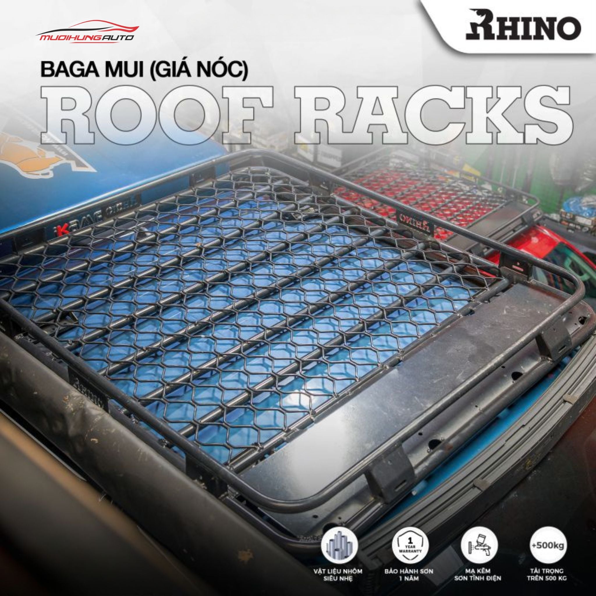 Giá nóc baga mui nhôm Rhino xe bán tải