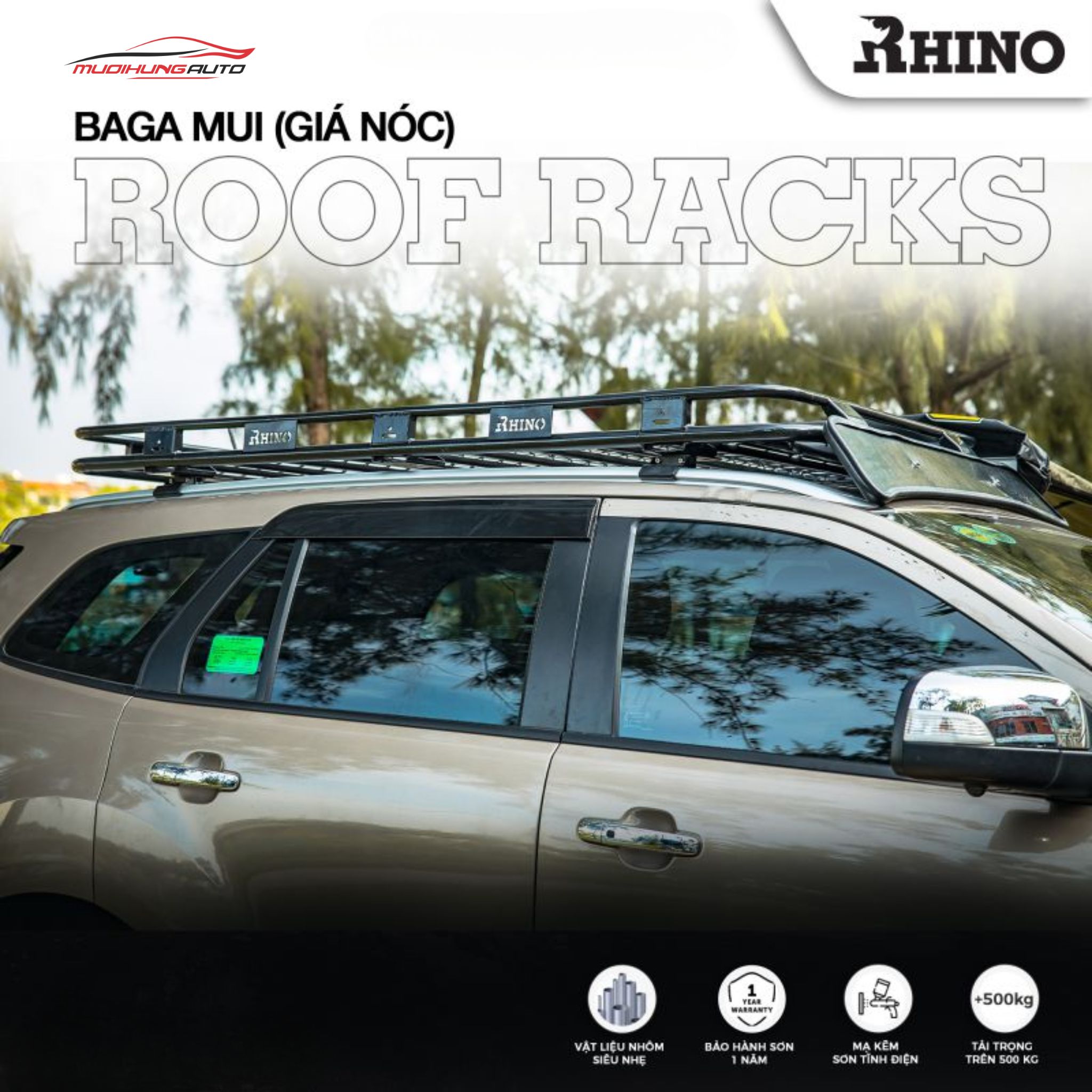 Giá nóc chở đồ nhôm Rhino xe SUVs