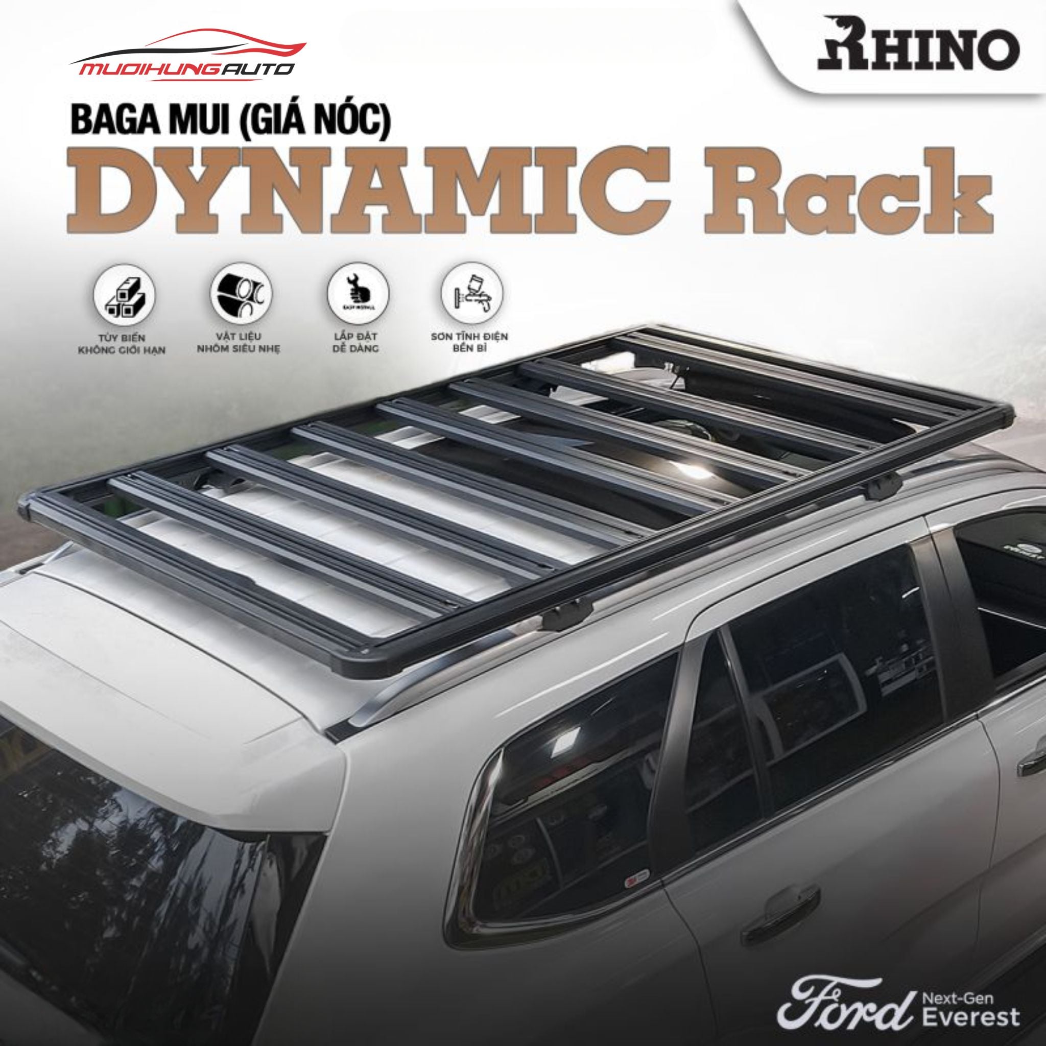 Giá nóc chở hàng Nhôm Rhino Dynamic cho xe SUVs