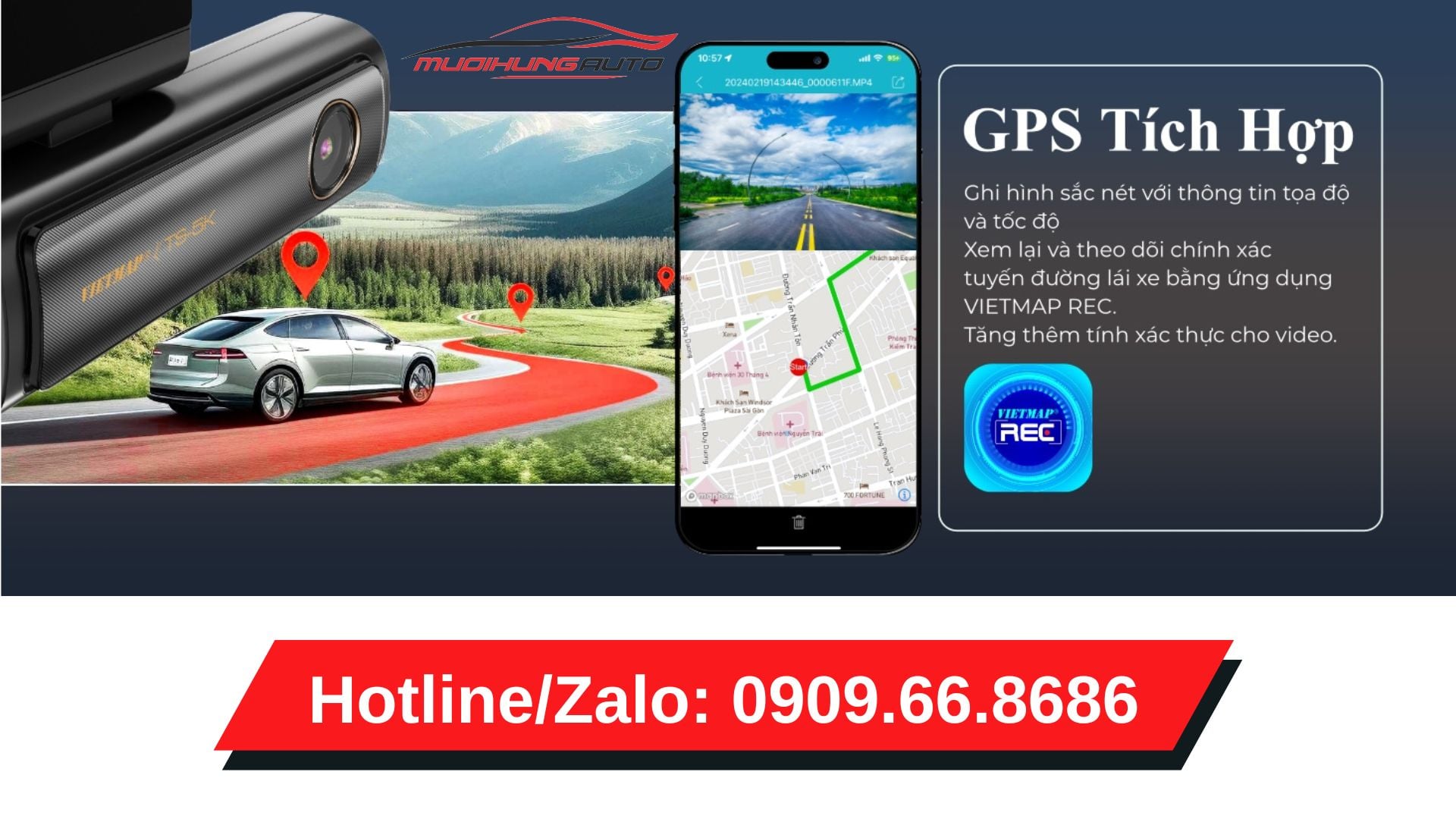 GPS tích hợp,&nbsp;hỗ trợ ghi hình với thông tin tọa độ và tốc độ
