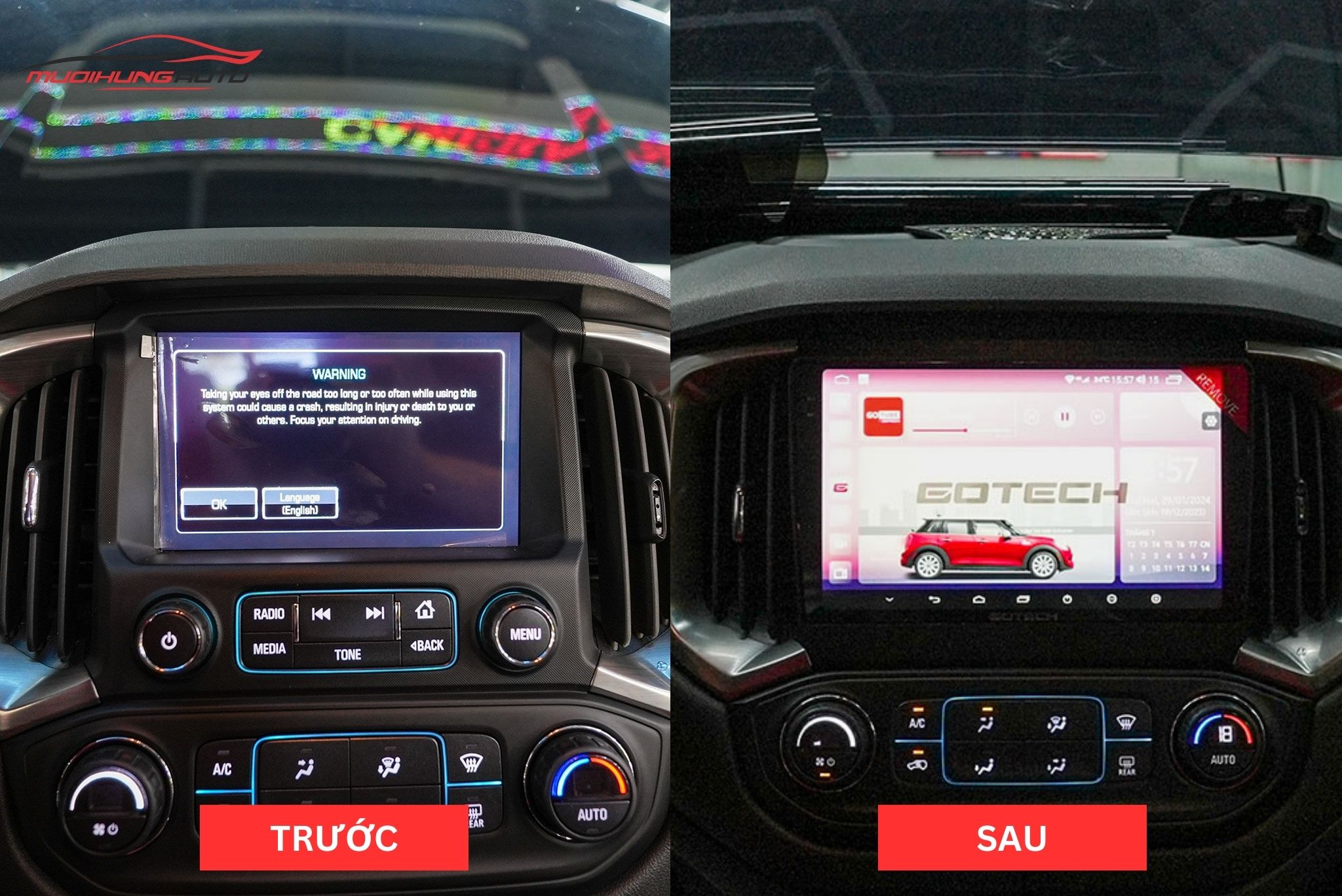 Lắp Màn Hình Gotech GT2K Cho Xe Ô Tô Chevrolet Colorado 2019