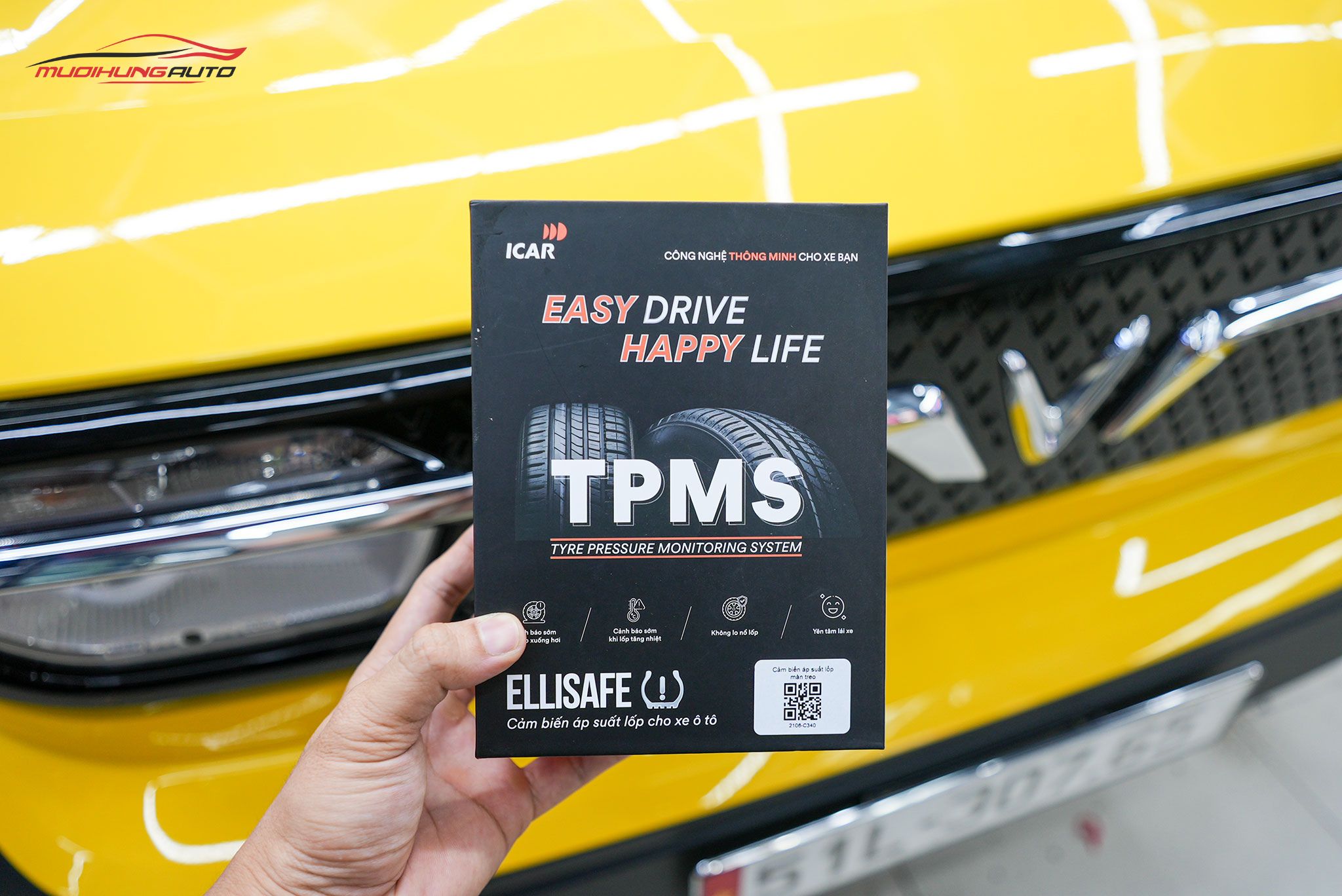 Lắp cảm biến áp suất lốp ICAR Ellisafe C340 cho xe Vinfast VF3