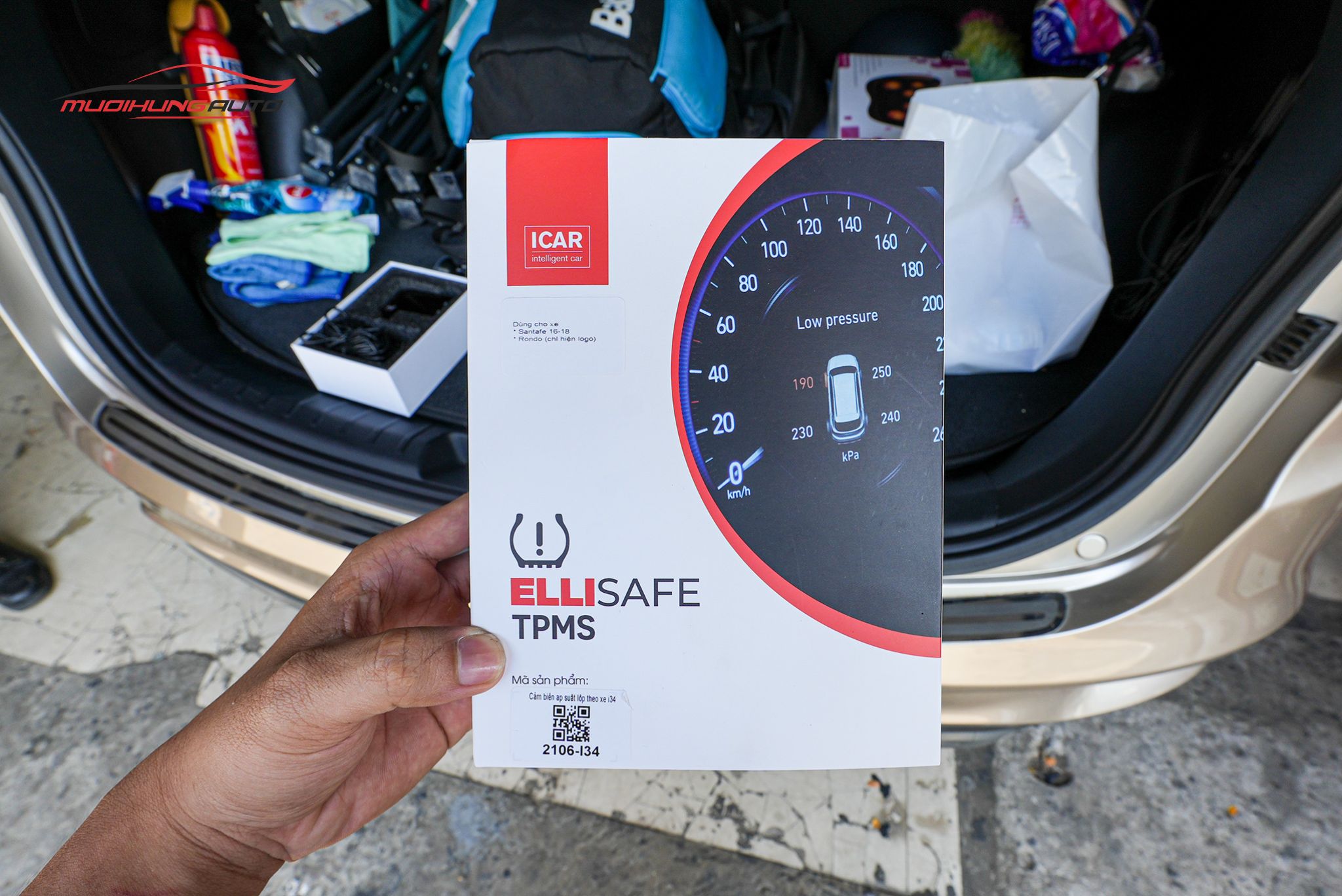 Lắp cảm biến áp suất lốp ICAR Ellisafe i34 cho xe Hyundai Santafe 2015