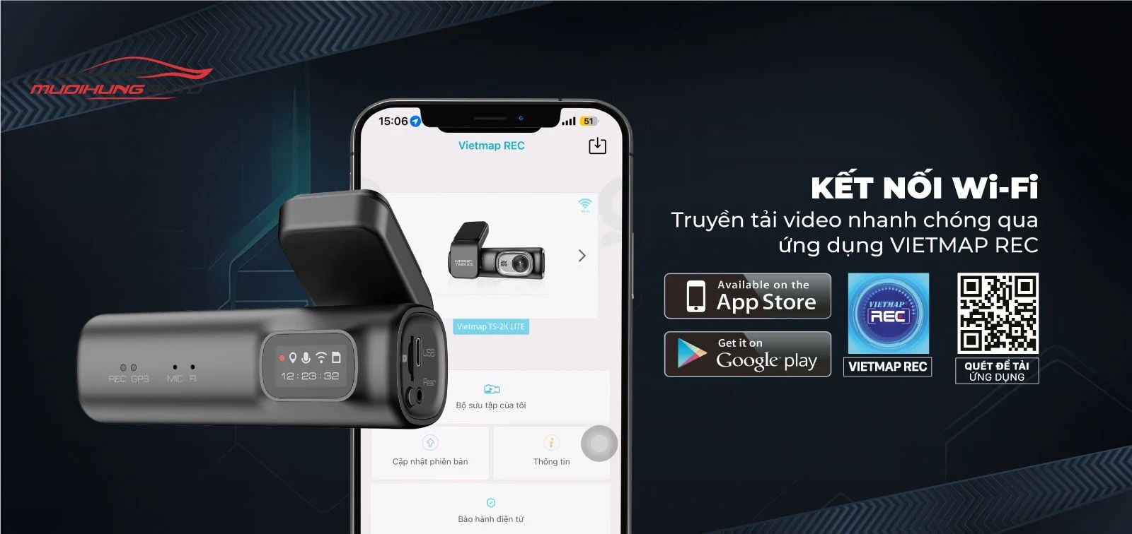 Kết nối wifi truyền tải&nbsp;video nhanh chóng qua VIETMAP REC