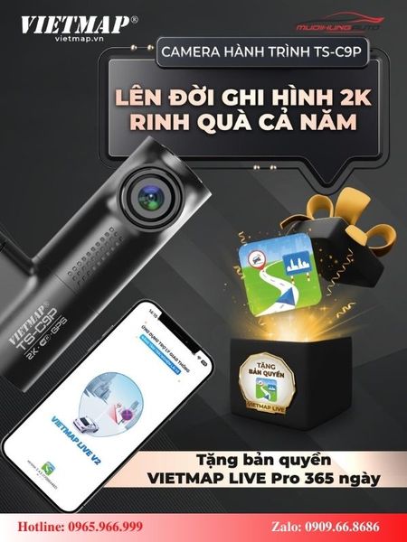 Lắp Camera Hành Trình Vietmap TS-C9P - Tặng VIETMAP LIVE Pro 12 Tháng