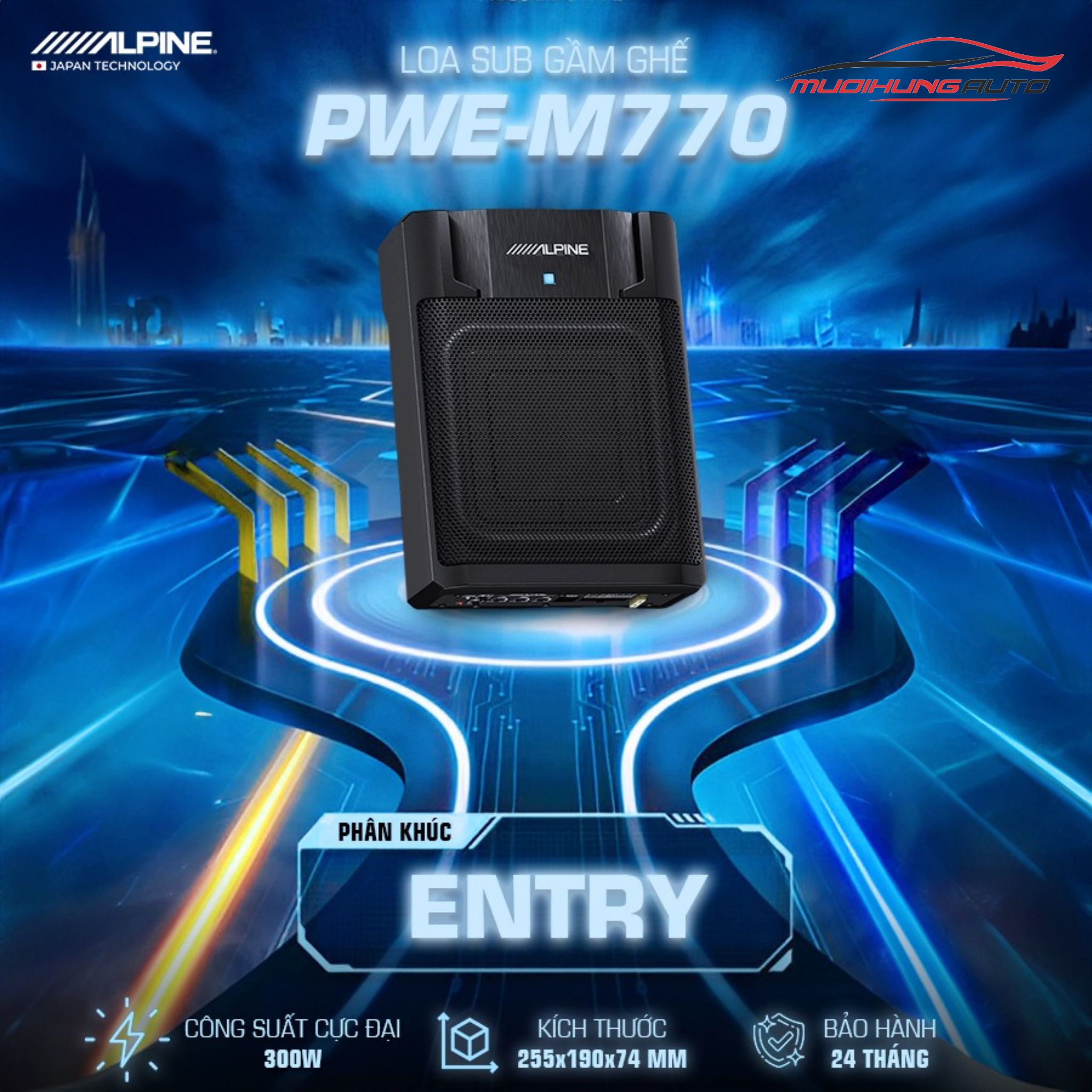 Loa sub gầm ghế ô tô Alpine PWE-M770