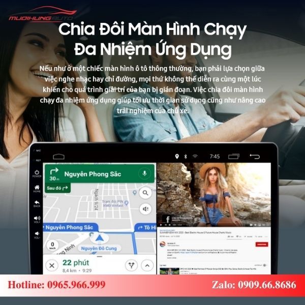 Màn hình Android Gotech có tính năng chia đôi màn hình