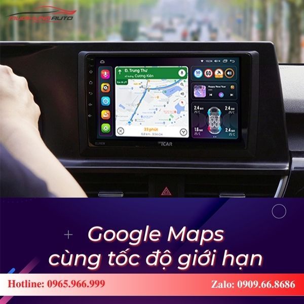 Màn hình Android ICAR Elliview Premium hiển thị bản đồ Google Maps