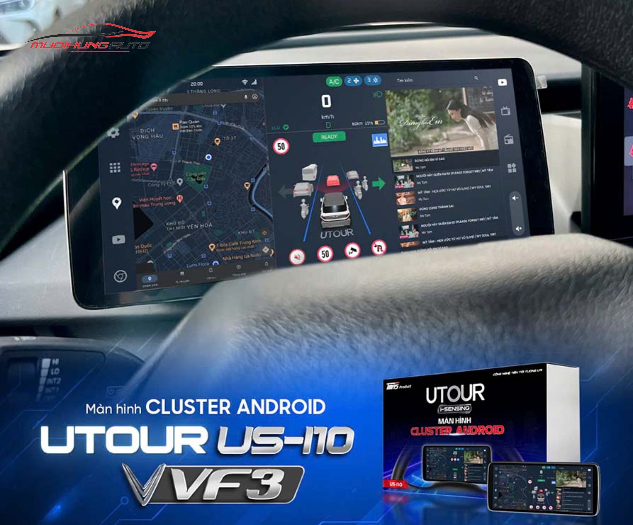 Màn hình android ô tô Cluster VF3 Al ADAS Utour US-i10