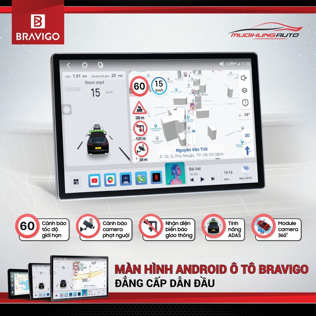Màn hình android xe hơi Bravigo Blux Max 360