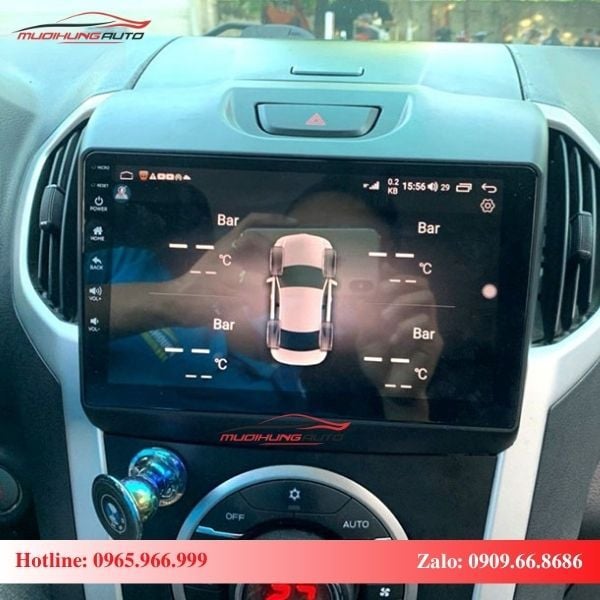 Màn hình Android xe Isuzu D-Max hiển thị ngoại vi