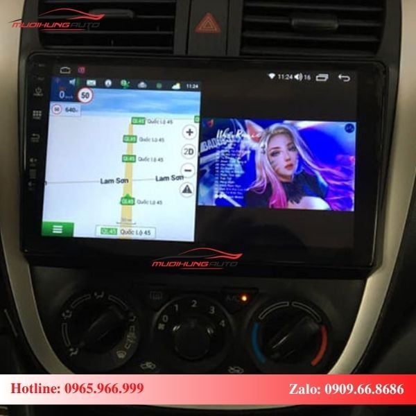 Màn hình Android xe Suzuki Celerio chạy đa nhiệm ứng dụng
