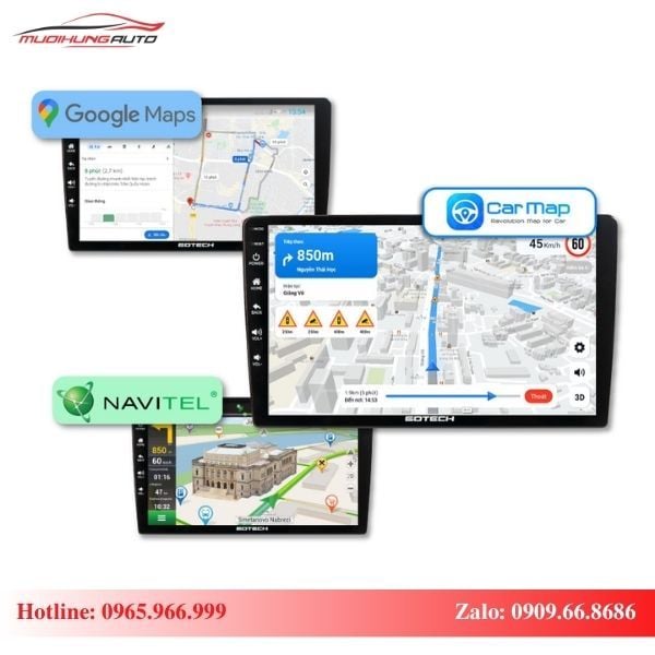 Màn hình Gotech GT Mazda 360 Limited tích hợp 3 phần mềm dẫn đường
