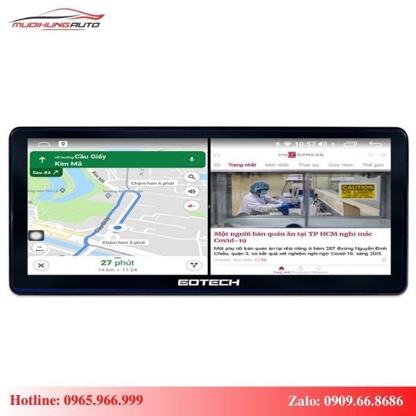 Màn hình Gotech GT12.3i chạy đa nhiệm ứng dụng