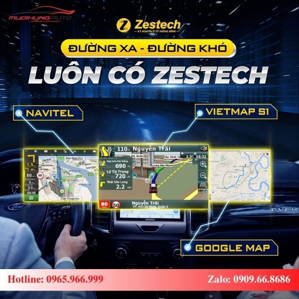 Màn hình Zestech S100J tích hợp 3 bản đồ dẫn đường thông minh