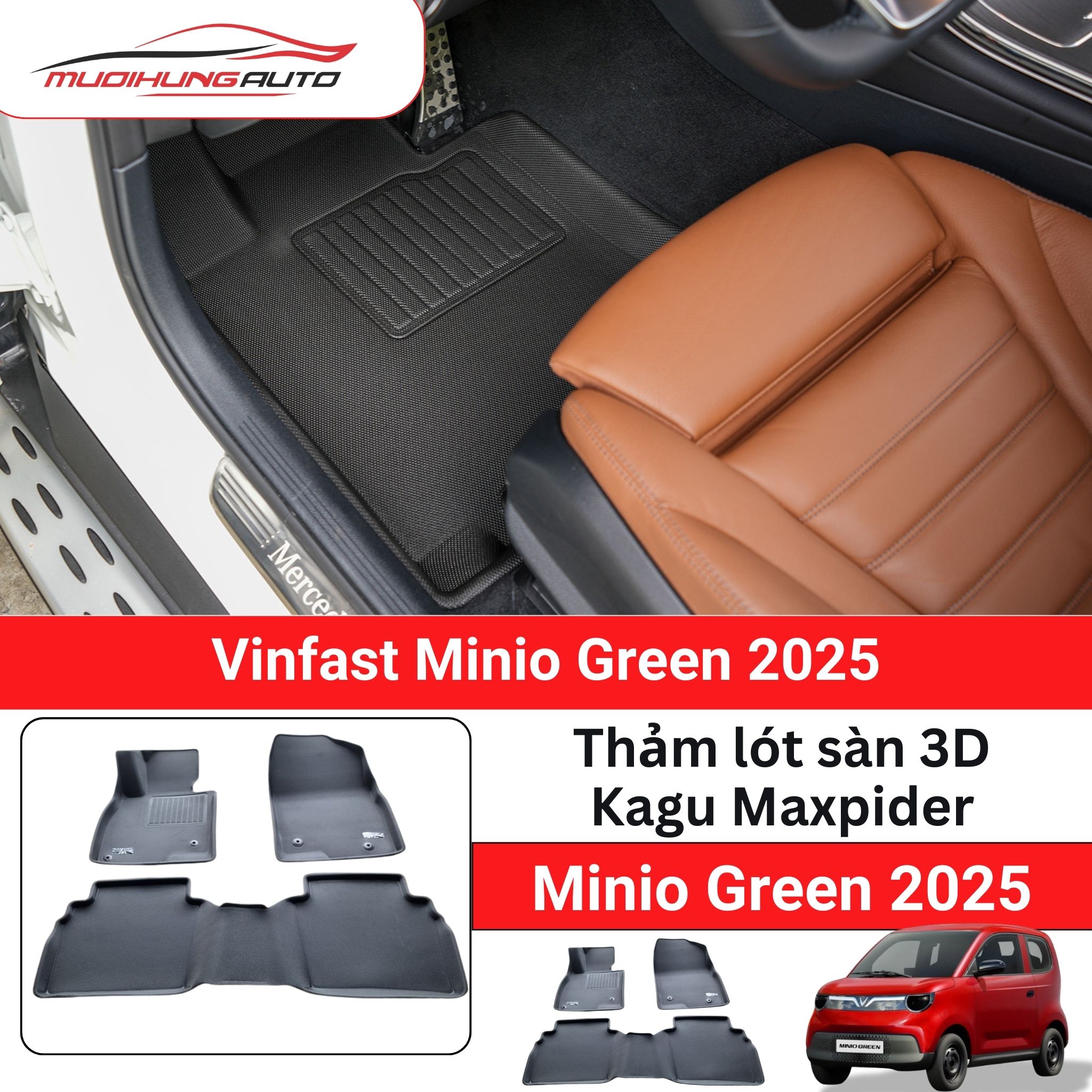 Thảm lót sàn 3D Kagu Maxpider ô tô Vinfast Minio Green