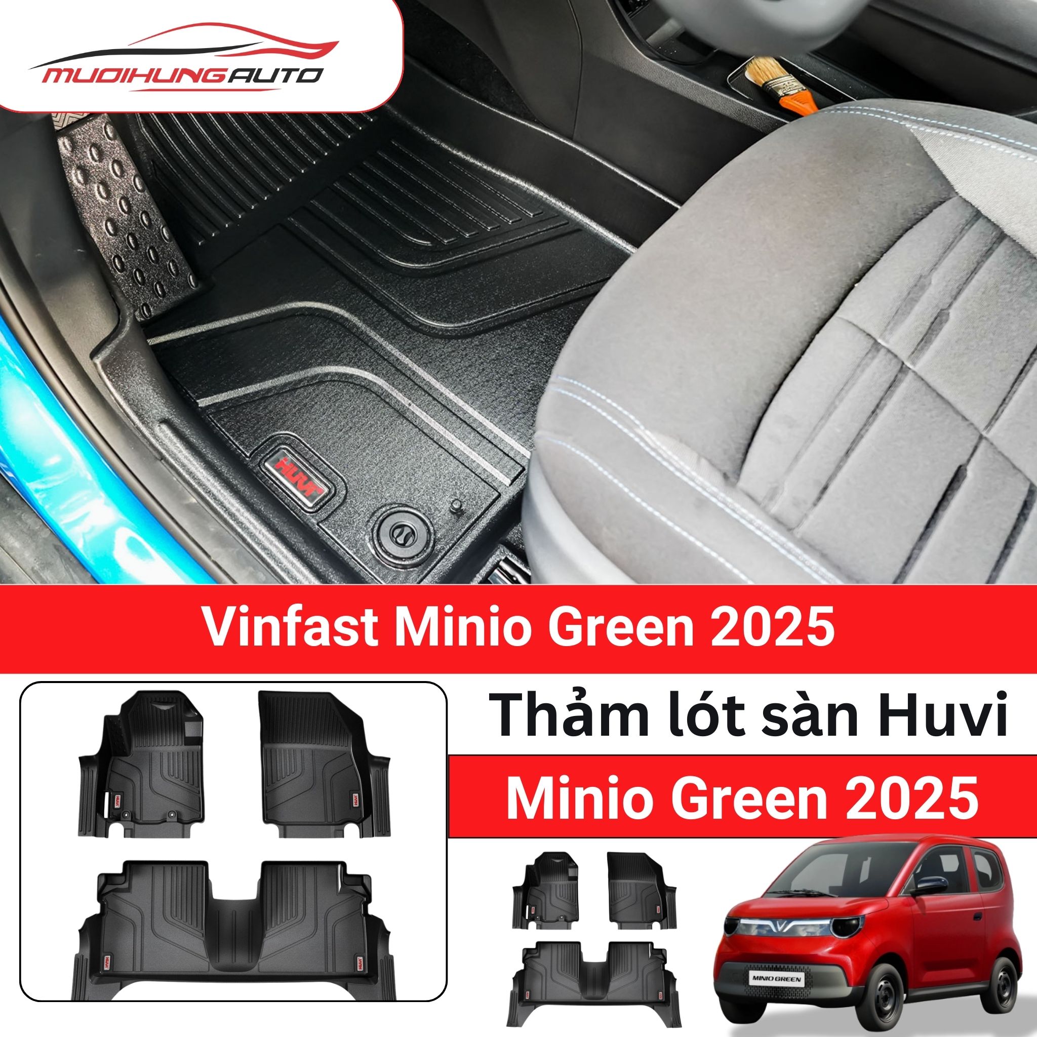 Thảm lót sàn Huvi ô tô Vinfast Minio Green