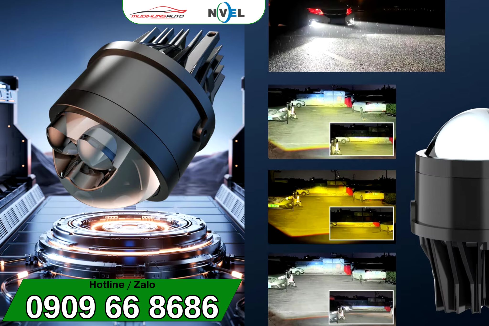 Thông số kỹ thuật đèn bi gầm NVEL Laser 3 nhiệt màu