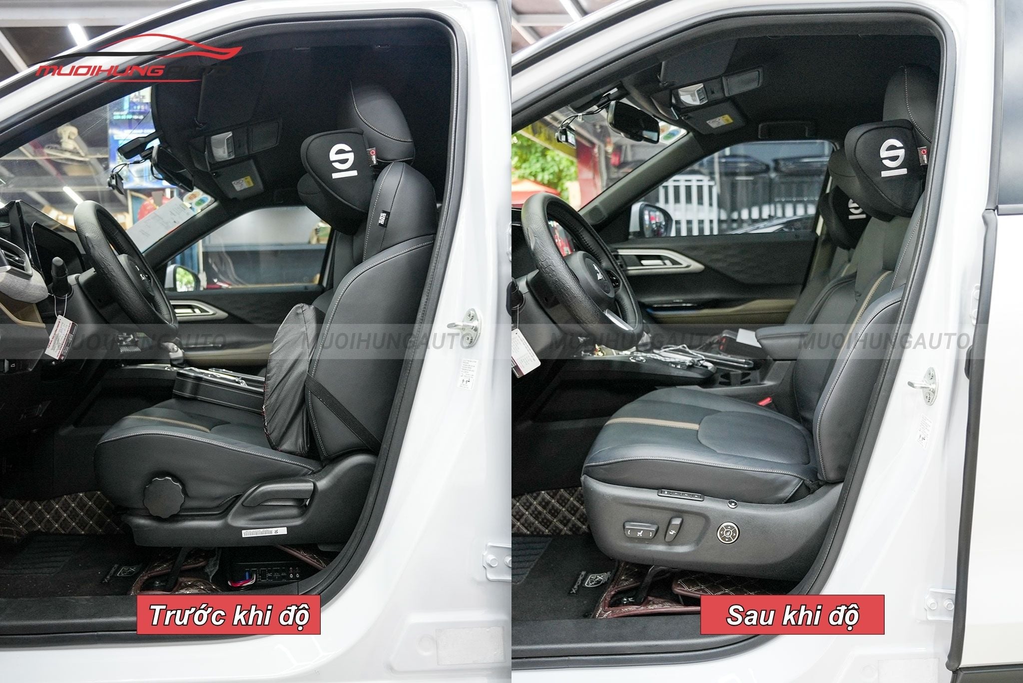Trước và sau khi độ ghế chỉnh điện ô tô Mitsubishi Xforce 2024