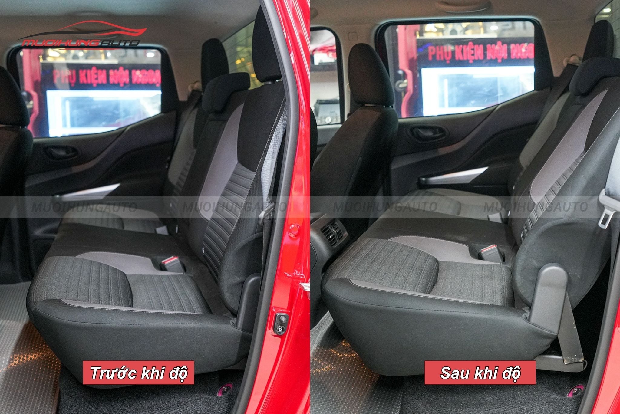Trước và sau khi độ ghế chỉnh điện ô tô Nissan Navara 2022