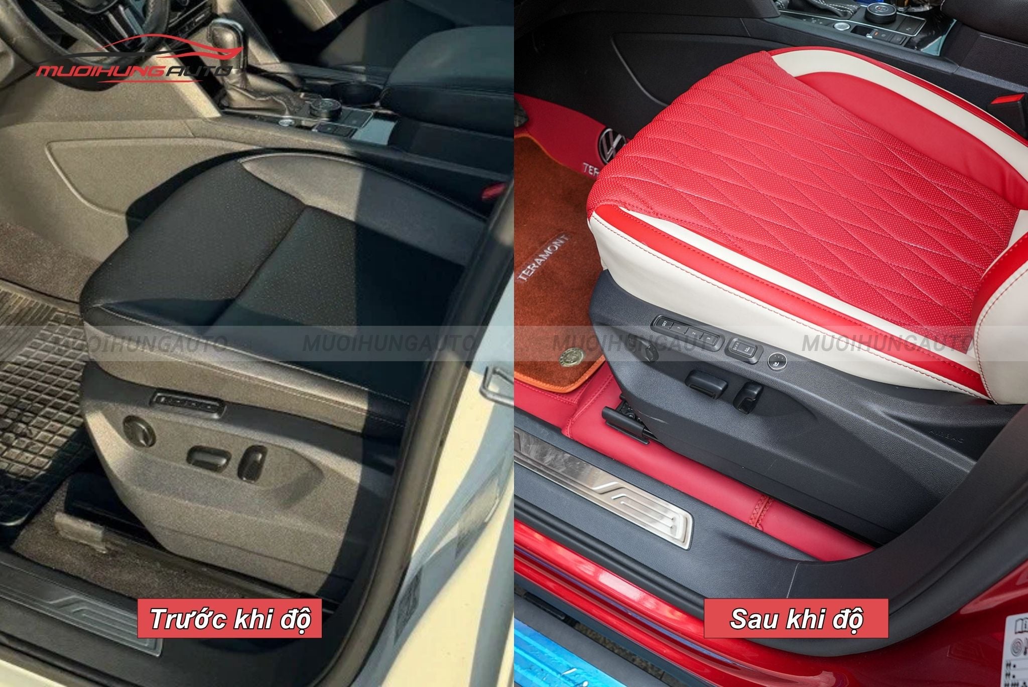 Trước và sau khi độ ghế chỉnh điện ô tô Volkswagen Teramont 2023
