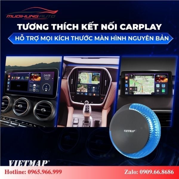 Tương thích kết nối Carplay hỗ trợ mọi kích thước màn hình theo xe
