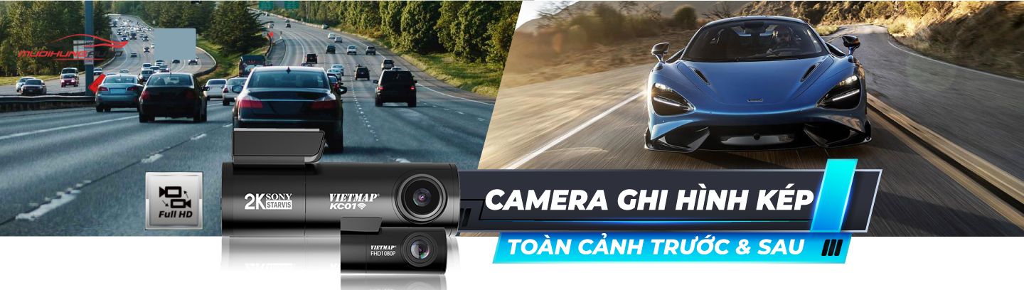 Vietmap KC01 thiết kế camera ghi hình kép toàn cảnh trước sau