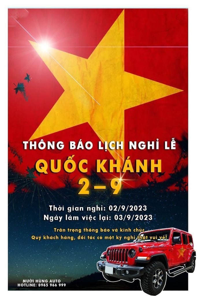 THÔNG BÁO NGHỈ LỄ 2/9