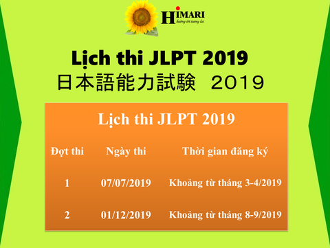 Lịch thi JLPT 2019