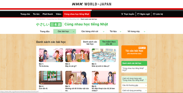 Website học tiếng nhật NHK