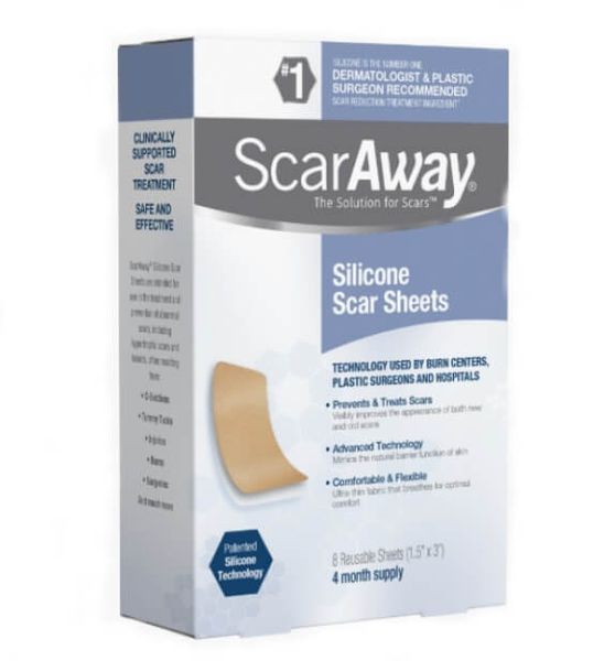 Miếng dán trị sẹo lồi ScarAway Silicone Scar Sheets (8 hoặc 12 miếng)